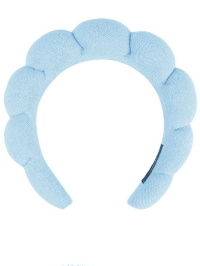 حلق شعر إسفنجي أزرق للفتيات ، بتصميم عالي الجودة من الفيلفيت ، حزام رأس بسيط للماكياج / إزالة الماكياج / غسل الوجه ، حلق شعر حمام جميل