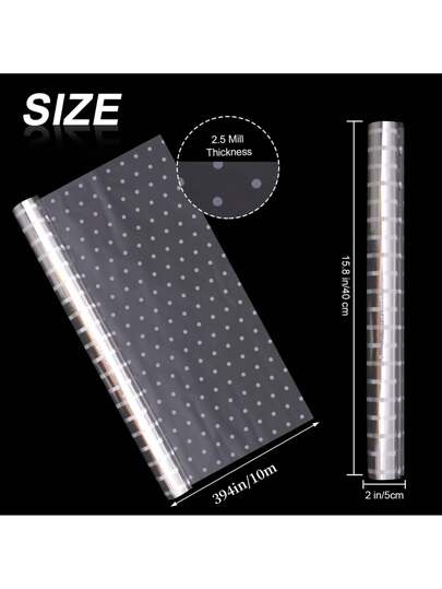 1 لفة ورق تغليف شفاف بعرض 15.75 بوصة وطول 394 بوصة، ورق تغليف بلاستيك شفاف لسلال الهدايا والزهور والأشغال اليدوية وتغليف الهدايا والورق النسيجي ومستلزمات باقات الزهور وتغليف الهدايا وتغليف الزهور وتعبئة الهدايا لأي مناسبة (نقطة بيضاء) زخرفة الهالوين ، زخر