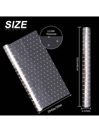 1 لفة ورق تغليف شفاف بعرض 15.75 بوصة وطول 394 بوصة، ورق تغليف بلاستيك شفاف لسلال الهدايا والزهور والأشغال اليدوية وتغليف الهدايا والورق النسيجي ومستلزمات باقات الزهور وتغليف الهدايا وتغليف الزهور وتعبئة الهدايا لأي مناسبة (نقطة بيضاء) زخرفة الهالوين ، زخر