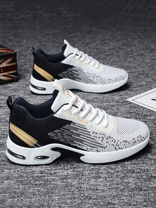 أحذية رياضية صيفية للرجال بشبكة تنفس، أحذية كاجوال خارجية مريحة بوسادة هوائية وأربطة