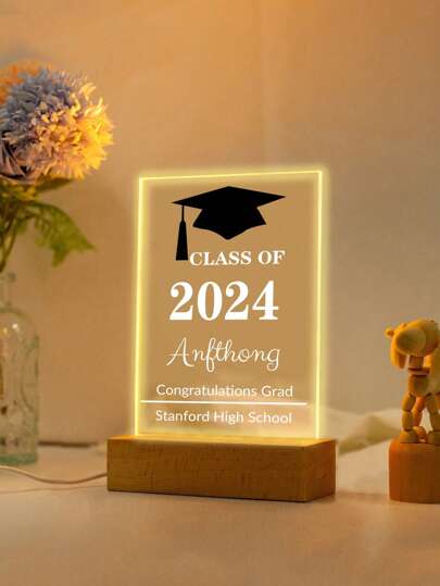 1 قطعة إطار معدني عمودي مستطيل لحفل التخرج الدكتوراه، تهانينا على التخرج، سلسلة المدارس، الخريجين، تصميم طباعة أكريليك هدية مخصصة، مادة أكريليك سهلة، جو دافئ، ديكور طاولة الطعام، ومصباح ليلي لغرفة النوم، ديكور عطلة نهاية الأسبوع، مصباح طاولة الطعام الصغير