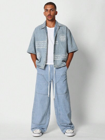 SUMWON جينز بتفصيل فني للنجارة وسهولة الارتداء