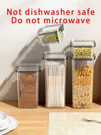 زجاجة حبوب محكمة الإغلاق 1قطعة، صندوق حاوية بلاستيكي شفاف لتخزين الحبوب، المقبلات، الشاي في المطبخ، غير آمنة لغسالة الصحون