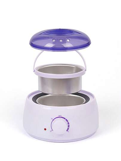 جهاز تسخين الشمع لإزالة الشعر لليدين والأقدام والجسم في صالون سبا، عبوة شمع بارافين + حبوب شمع + عصي خشبية (لون حبيبات الشمع عشوائي)