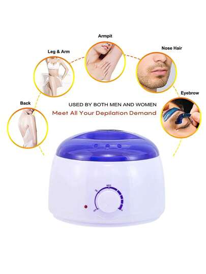 جهاز تسخين الشمع لإزالة الشعر لليدين والأقدام والجسم في صالون سبا، عبوة شمع بارافين + حبوب شمع + عصي خشبية (لون حبيبات الشمع عشوائي)