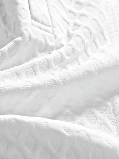 Manfinity Homme قميص بولو قصير الأكمام بياقة معتدلة من قماش نسيج أبيض متنفس وبسيط، محبوب البيع، مناسب للأعمال الصيفية اليومية والمناسبات ارتداء الزوج