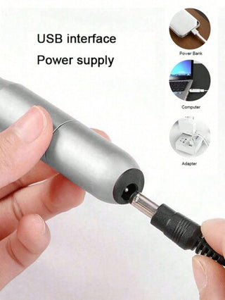مفرمة أظافر كهربائية - ملف أظافر كهربائي، يعمل بالطاقة من منفذ USB، 6قطع من رؤوس مفرمة الأظافر الكهربائية، مناسبة للاستخدام المنزلي أو صالون الأظافر، منزيل كهربائي محمول لإزالة الطلاء وتلميع الأظافر