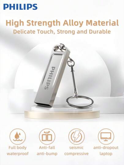 PHILIPS محرك فلاش USB فيليبس بار بلس 2.0 ، 128 جيجابايت، سرعة 100 ميجابايت في الثانية، بغلاف معدني قوي، لتوسيع مساحة تخزين الصور والفيديوهات والموسيقى والملفات