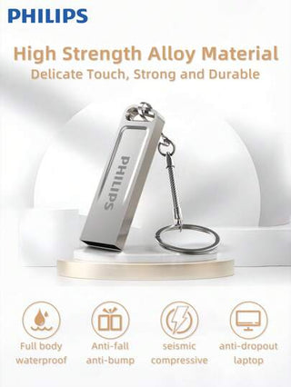 PHILIPS محرك فلاش USB فيليبس بار بلس 2.0 ، 128 جيجابايت، سرعة 100 ميجابايت في الثانية، بغلاف معدني قوي، لتوسيع مساحة تخزين الصور والفيديوهات والموسيقى والملفات