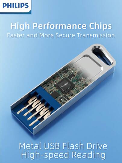 PHILIPS محرك فلاش USB فيليبس بار بلس 2.0 ، 128 جيجابايت، سرعة 100 ميجابايت في الثانية، بغلاف معدني قوي، لتوسيع مساحة تخزين الصور والفيديوهات والموسيقى والملفات
