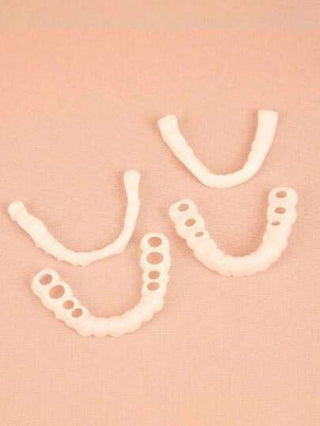 4 قطع أغطية أسنان مبتسمة مؤقتة مرنة بيضاء للأسنان العلوية والسفلية ، تعزز الابتسامة المثالية لارتدائها يوميًا