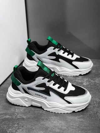 أحذية رياضية خفيفة الوزن مريحة للرجال بطبعات حرفية مُرقَّعة، أحذية رياضية أنيقة، أحذية كاجوال