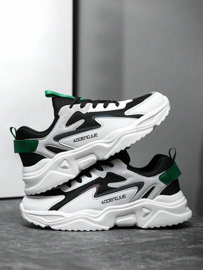 أحذية رياضية خفيفة الوزن مريحة للرجال بطبعات حرفية مُرقَّعة، أحذية رياضية أنيقة، أحذية كاجوال