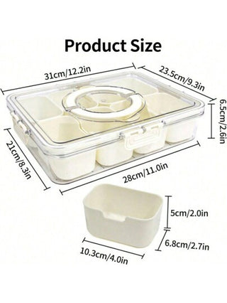طبق تقديم مقسم ذو مقبض، 4/8 حجرات لعرض الفاكهة والسلطة والحلوى والمكسرات والبسكويت والوجبات الخفيفة، استخدامات متنوعة للحفلات والأعراس والديكور المنزلي والأنشطة الخارجية والتخييم