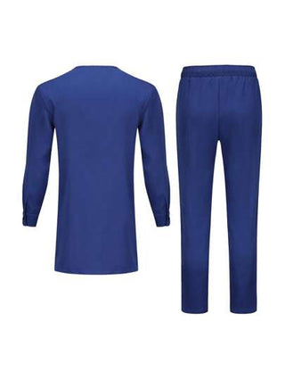 مجموعة كفتان جديدة للرجال 2024 ، طقم رجالي بعنق دائري أزرق ، مثير وعصري بأكمام قصيرة وأقمشة مريحة ، بستايل الداشيكي التقليدي