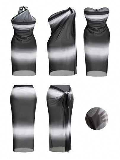 Swim Oasis بلوزة نسائية كبيرة الحجم متدرجة اللون للتغطية، متعددة أساليب الارتداء في الصيف