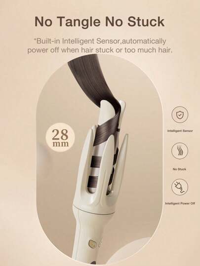 GENAI آلة تجعيد الشعر الآلية المحسنة، مكواة تجعيد آلية احترافية، 4 درجات حرارة و وحدات تسخين إضافية للحصول على تموجات شاطئية طويلة الأمد بسرعة