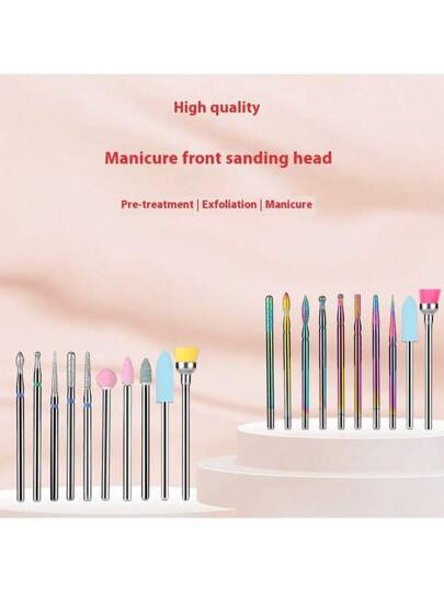 1 قطعة، مجموعة رؤوس تلميع الأظافر، غطاء أمامي متطور للتقشير،رأس تلميع الأظافر من التنجستن والسيراميك،10 رؤوس بديلة،إكسسوارات خاصة لآلة التلميع،أدوات إزالة الأظافر