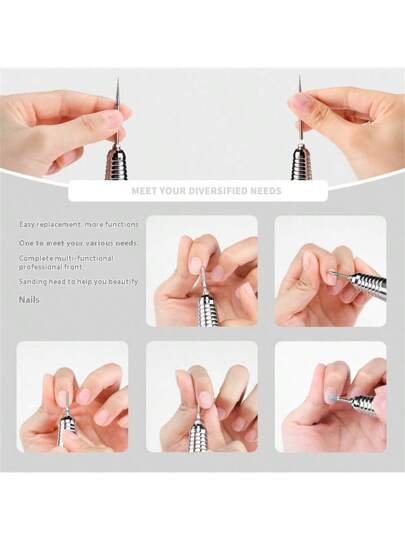 1 قطعة، مجموعة رؤوس تلميع الأظافر، غطاء أمامي متطور للتقشير،رأس تلميع الأظافر من التنجستن والسيراميك،10 رؤوس بديلة،إكسسوارات خاصة لآلة التلميع،أدوات إزالة الأظافر