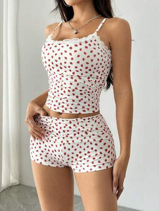 طقم تانكيني حريمي EZwear طقم ملابس علوية داخلي وشورت بطبعة الفراولة