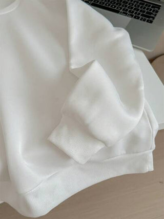 EZwear بلوزة رياضية بياقة دائرية بأكمام طويلة مع طباعة علم لندن بتصميم بسيط وعادي للسيدات