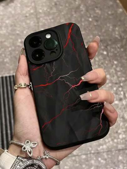 كفر هاتف بصمة برق مناسب لأيفون 15 برو ماكس، 11/12/13/14 بلس، XR/7/8 بلس، غطاء واقي من الصدمات من مادة طي.بي.يو