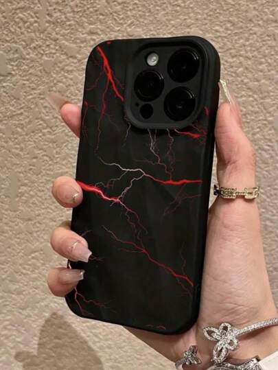 كفر هاتف بصمة برق مناسب لأيفون 15 برو ماكس، 11/12/13/14 بلس، XR/7/8 بلس، غطاء واقي من الصدمات من مادة طي.بي.يو