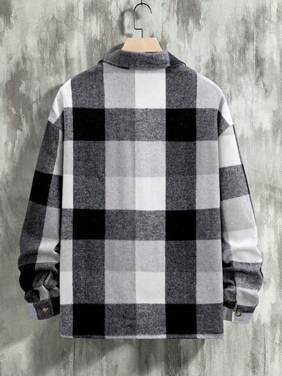 Manfinity Homme معطف وسترة رجالية (تصميم اللحمة، قطع عشوائي) بأكمام طويلة كاجوال خفيفة، تصميم كتل اللون، هدية لأصدقائك وزوجك وحبيبك، قمصان الرجال المخططة، قمصان الشتاء المخططة للرجال