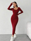 PETITE فستان أسود بياقة مستديرة للنساء