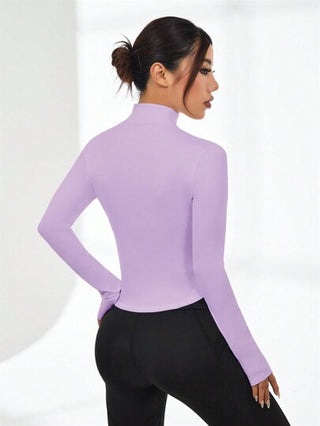 Sport Studio جاكيت رياضية للنساء بأكمام طويلة وطراز بسيط ذات لون واحد للاستخدام اليومي