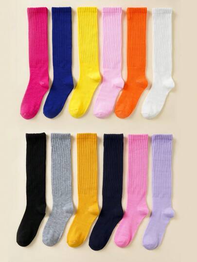 6أزواج جوارب مريحة متدلية بألوان عشوائية للأولاد والبنات