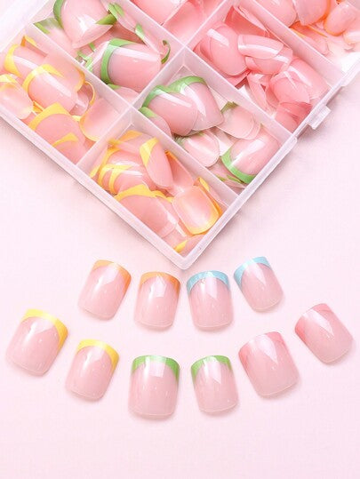 120 قطعة ذات علبة أظافر صناعية جاهزة مسبقة التصنيع، أظافر فرنسية يدوية صنع DIY، أظافر صناعية للضغط على الأصابع، أطراف الأظافر، أظافر التابوت، أظافر صناعية قصيرة، أطراف أظافر شفافة مربعة، أظافر صناعية قصيرة للغاية للضغط، مواد لوازم صنع الأظافر DIY،...