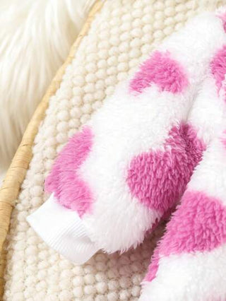 SHEIN طقم بيجاما رداء نوم طويل الأكمام من الفليس الدافئ الفاخر لفتيات الأطفال