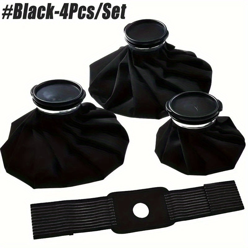 4 قطع من عبوات الثلج القابلة لإعادة الاستخدام للكتف والركبة - مجموعة واحدة من عبوات الثلج للركبتين والكاحلين والرقبة، مزودة بأحزمة لتثبيت العبوات، يمكن استخدامها للضغط البارد والساخن، وتتوفر بثلاثة أحجام