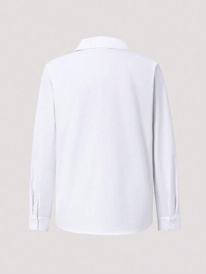 قميص بأكمام طويلة فضفاض عادي بطبعة مطرزة للأحصنة لصبي المراهق، الربيع والصيف