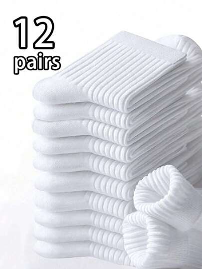 10/12 زوج من الجورب الصلب ذو اللون الواحد للأطفال ، استخدام يومي وري اضي مرن ، سميك للخريف والشتاء