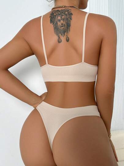 Shein Underwear&Sleepwear Basics 6قطعة/طقم سلس وبدون سلك تنورة قصيرة، طراز عادي