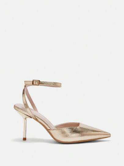 CUCCOO BIZCHIC أحذية كعب عالي ذات نقاط وكاحل محكم باللون الذهبي للنساء، مناسبة للنزهة والمواعدة والحفلات والزفاف والأعياد مثل عيد الميلاد والسنة الجديدة والخريفرمضان