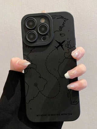 1 غطاء هاتف TPU مطفأ مقاوم للسقوط بطبعة طائرة/خريطة متوافق مع هواتف iPhone 16/11، 15 برو ماكس، 14 برو ماكس/جالاكسي، سام/هونر X6A، X7B، X8B/13C/نوت 13/أوبو A78 غطاء واقي