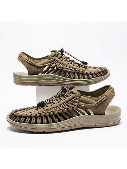 جديد وصول للجنسين المنسوجة الصنادل زوجين الصنادل الرجال صنادل شاطئ عادية صندل بتصميم روماني المياه الرحلات في الهواء الطلق تسلق الأحذية