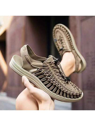 جديد وصول للجنسين المنسوجة الصنادل زوجين الصنادل الرجال صنادل شاطئ عادية صندل بتصميم روماني المياه الرحلات في الهواء الطلق تسلق الأحذية