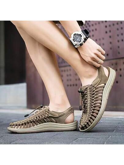 جديد وصول للجنسين المنسوجة الصنادل زوجين الصنادل الرجال صنادل شاطئ عادية صندل بتصميم روماني المياه الرحلات في الهواء الطلق تسلق الأحذية