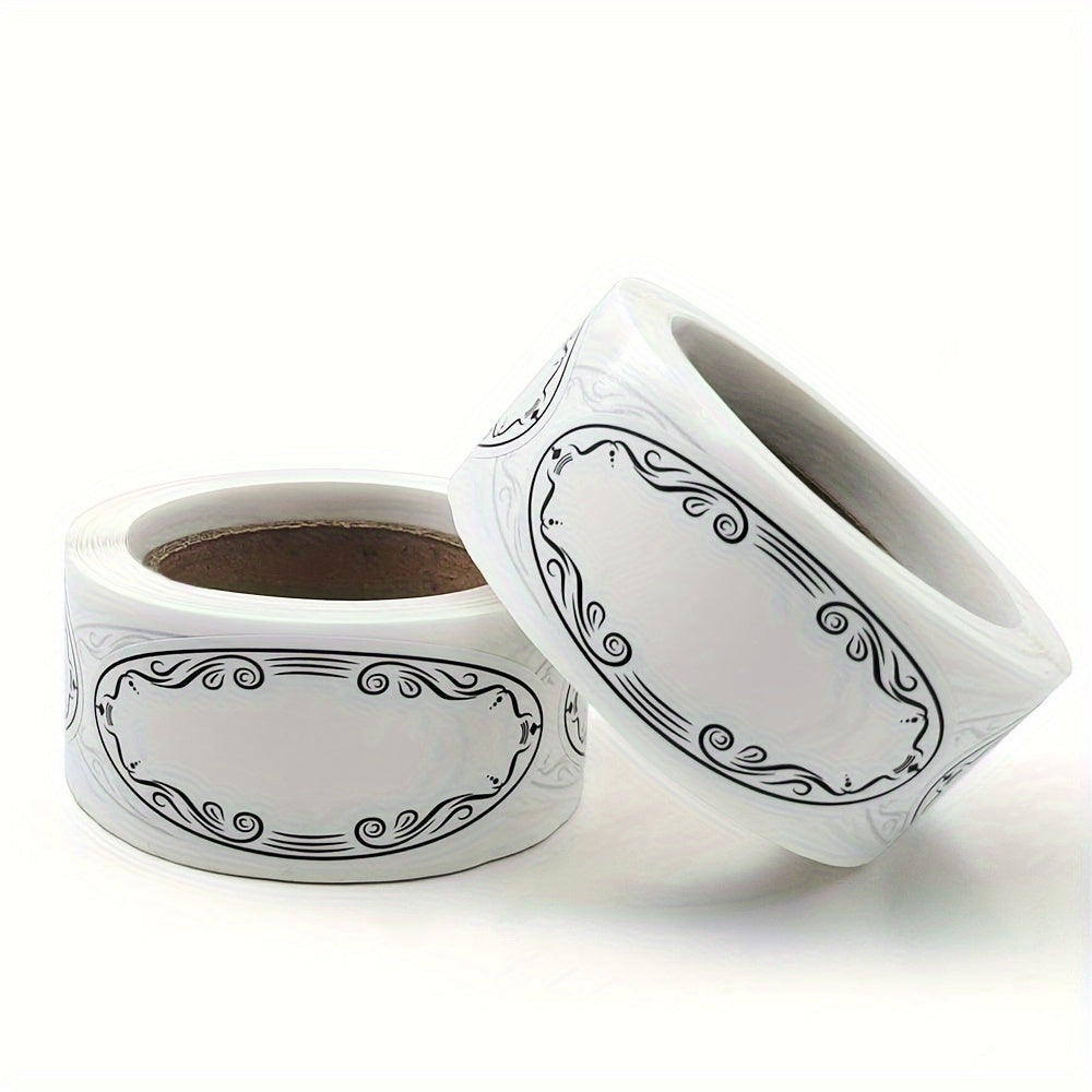 500 ملصق بيضاوي ذاتي اللصق - ملصقات بيضاء سهلة الكتابة للمكتب والمنزل والمناسبات