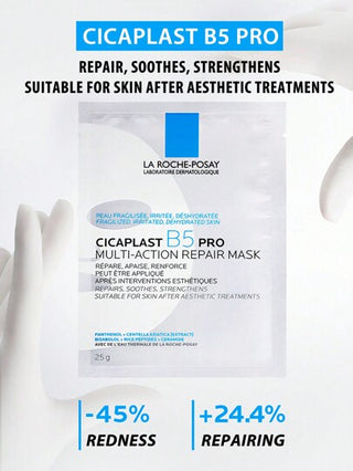 La Roche-Posay 10 قطع قناع إصلاح واستعادة متعدد الأفعال سيكابلاست بي5 برو من لاروش بوزيه / قناع مرطب فعال يخفف ويعيد بناء مختلف حالات عدم الراحة في البشرة مثل الجفاف والاحمرار والحساسية والخشونة