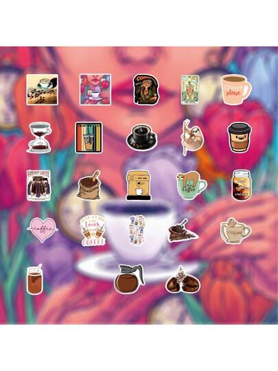 50 قطعة ملصقات قهوة مجسَّمة عالية الجودة، ملصقات لحرفة تزيين الدفاتر، الكمبيوتر المحمول، السيارة، لوح التزلج، زجاجات المياه، الهاتف. هذه الملصقات يمكن أن تجلب الكثير من المتعة إلى حياتك، هدايا مثالية للبالغين والأطفال، مستلزمات المدرسة، عودة إلى المدرسة
