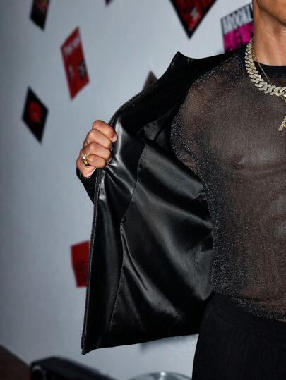 Manfinity ModaGents 1 قطعة جاكيت سوداء من البولي يوريثان بطراز فينتاج عصري لصالون للرجال، ملائمة للملابس الرسمية العصرية، لموسم العودة إلى المدرسة والخريف وعيد الهالوين