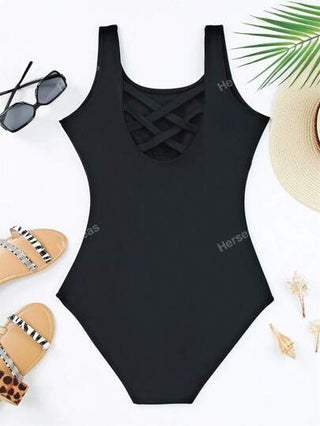 مايوه حريمي قطعة واحدة ملابس السباحة النسائية ذات تصميم كريس كروس على الظهر، بدلة سباحة رياضية، ملابس شاطئية صيفية لأوقات الراحة والحفلات بحمام السباحة