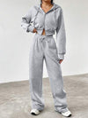 SHEIN EZwear مجموعة نسائية رمادية مكونة من قطعتين، كنزة مع غطاء رأس