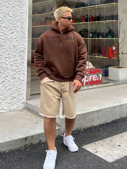 DAZY بلوزة رياضية بغطاء للرأس برسم حرفي رجالي، الخريف