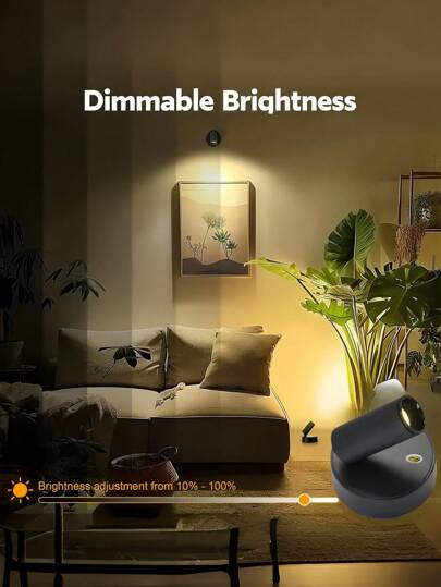 قطعة واحدة إضاءة حائط لاسلكية قابلة للشحن بلمس ديمر مصنوعة من الألومنيوم والبلاستيك، قابلة للتعديل ب- 3 ألوان، لا تحتاج إلى أسلاك، لديكور غرفة النوم والمدخل وغرفة المعيشة والمكتب